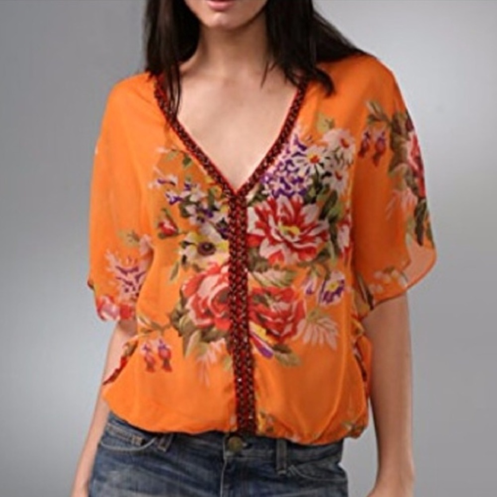 Free People sheer floral shirt